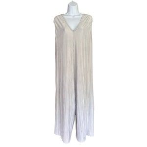Nothing Fits But Silver Pleated Jumpsuit One Size Wide Leg Sleeveless Maternity